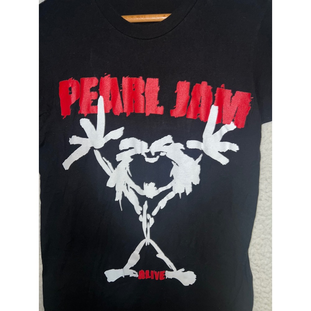 Pearl Jam Alive Stickman Setlist Graphic T-Shirt Black Mens S Grunge Rock Tee - Picture 2 of 8